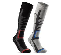 2 Pairs of Ski Socks Men's & Women's Ski Knee Socks, Black Grey, 39-42