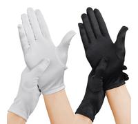 2 Pairs Of Solid Color Gloves, Simple Stretch Gloves, Women'S Ele And Fashionable Gloves, Performance Etiquette Black And White Gloves, Party Clothing Matching