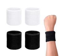 2 Pairs of Sports Wristbands, Fitness Sweatbands, Wrist Sweatbands, Sports Wristbands, Suitable for Bodybuilding, Fitness, Basketball and Badminton (Black, White)