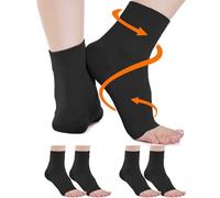 2 Pairs Plantar Fasciitis Compression Socks for Women & Men 20-30 mmHg, Ankle Support for Ligament Damage, Functional Socks for Neuropathy (2x Black, XXL)