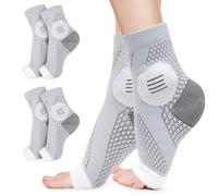 2 Pairs Plantar Fasciitis Socks, Professional Ankle Compression Socks Functional Socks for Neuropathy, Neuro Socks for Men Women Ankle Support for Sprained Ankle for Sport Arthritis Pain Relief-L