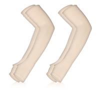 2 Pairs Protective Arm Sleeve for Men and Women, UV Sun Protection Arm Sleeves Bruising Abrasions Arm Protection Tattoo Cover Up Sports Sleeve for Basketball Golf (Nude)
