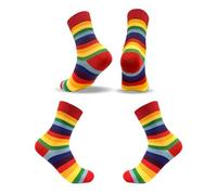 2 Pairs Rainbow Socks Women, Breathable Casual Fashion Gay Pride Socks, Mens Pride Sock, Pride Accessories Striped Calf Gifts for Girls Boys(Multicolour)