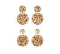 2 Pairs Rattan Earrings for Women Lightweight Geometric Statement Earrings Handmade Straw Wicker Braid Hoop Drop Dangle Earrings Bohemian Summer Earrings Set Beach Jewelry Gift for Women, Zinc, No