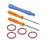 2 pairs Red Accent Rings Accessories with T6 T8 Screwdriver Crowbar Plastic Plating Matte Chrome Thumbstick Gamepad 3D 2.5cm Pearl Bagged for Xbox One Elite Controller