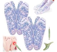2 Pairs Reflexology Socks with Massage Tool, Acupressure Socks Women Men, Reflexology Chart Socks with Trigger Point Massage Tool, Physiotherapy Acupuncture Reflexology Socks