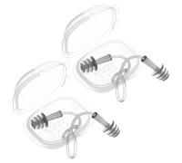 2 Pairs Reusable Silicone Swim with Lanyard for Adults Black | Waterproof One-piece Molded Design, Quick on Fit, for Diving and Bath Use, Easy to Carry