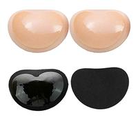 2 Pairs self-Adhesive Bra Pad Enhancer Breast Pad Bra Inserts Breast Push Up Bra Pads One Pair of Bikinis Swimsuit Push Up Removable Bra Pads Inserts (Beige 1pair + Black 1pair)