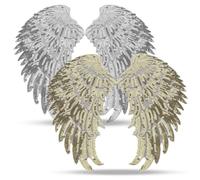 2 Pairs Sequin Wing Appliques Set Gold Silver Angel Wing Applique Iron On Patch for Clothes Jackets Denim Dress DIY Accessory