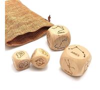 2 Pairs/Set Zodiac Constellation Dice Set - 2Pcs 20MM + 2Pcs 30MM Engraved Wooden Astrological Dices for Divination Accessory (V2(20MM)+V2(30MM))