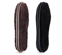 2 Pairs Sheepskin Insole for Men Women, Warm Fluffy Wool Insoles for Snow Boots, Thickened Lambswool Insoles Black Brown UK 11