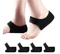 2 Pairs Silicone Heel Protectors for Plantar Fasciitis - Adjustable Velcro Gel Heel Cups, Heel Pain Relief Cushion Pads for Achilles Tendonitis, Shoe Inserts for Men & Women (Black, L)