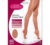 2 Pairs Silky Girls full foot shimmer dance tights (Light Toast, 9-11)