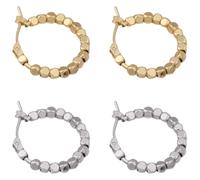 2 Pairs Small Hoop Earrings for Women, Minimalist Copper Set, Gold and Silver Tone, Delicate Design
