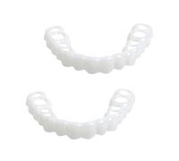 2 Pairs Snap on Veneers Dentures Fake Teeth, Temporary Veneers Teeth Top and Bottom Set, False Teeth Clip in Veneers Kit Comfortable Dentures for Men and Women Regain Confident Smile