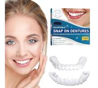 2 Pairs Snap on Veneers Dentures Fake Teeth,Temporary Veneers Teeth Top and Bottom Set,False Teeth Clip in Veneers Kit Comfortable Dentures for Men and Women,Tooth Repair Kit,Make You Instant Smile