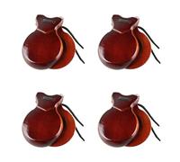 2 Pairs Spanish Castanets with String, Traditional Spanish Flamenco Castanets for Adults, Wooden Musical Percussion Instruments for Beginners(BROWN)