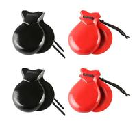 2 Pairs Spanish Castanets with String, Traditional Spanish Flamenco Castanets for Adults, Wooden Musical Percussion Instruments for Beginners(RED+BLACK)