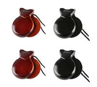 2 Pairs Spanish Castanets with String, Traditional Spanish Flamenco Castanets for Adults, Wooden Musical Percussion Instruments for Beginners(BROWN+BLACK)