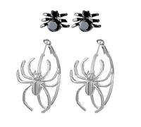 2 Pairs Spider Earrings for Women Gothic Large Circle Punk Black Insect Spider Earrings Halloween Spider Jewelry Gift, big, Alloy Steel, No Gemstone