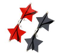 2 Pairs Star Shaped Personality Sunglasses Rimless Five Pointed Star Glasses for Unisex Festival Party Gold Frame Black Grey and Red Lenses
