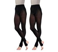 2 Pairs Stirrup Dance Tights - Black - Age 9-11