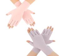 2 Pairs Sunblock Fingerless Gloves, Sun UV Protection Gloves for Women, Sunscreen Fingerless Glove for Driving and Outdoor Sport, Summer Outdoor Glove, Touchscreen Fingerless-Mittens (Pink, Purple)