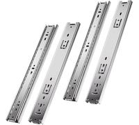 2 Pairs Telescopic Drawer Runners 35mm x 450mm Full Extension Guide Rails Heavy Duty Silver Drawer Slides for Smooth Action and Easy Installation