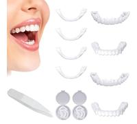 2 Pairs Temporary Dental Veneers, Adjustable Dentures for Teeth Whitening Imperfect Coverage Cosmetic for Men and Women with 2 Tweezers