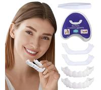 2 Pairs Temporary Smile False Teeth Veneers Top and Bottom, Cosmetic Clip in Veneers Teeth, Instant Whitening Dentures Snap on Veneers Teeth for Men and Women