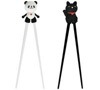 2 Pairs Training Chopsticks Set, Panda & Lucky Cat Beginner Chopsticks, Reusable Non-Slip Heat-Resistant Learning Chopstick for Eating Asian Noodles Ramen Food (Cat + Panda Set)