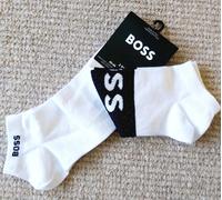 2 Pairs UK 9-11 Genuine HUGO BOSS White Black Low Cut Trainer Socks 43-46 hb23