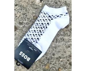 2 Pairs UK 9-11 : Genuine HUGO BOSS White Logo Low Cut Trainer Socks 43-46 HB2