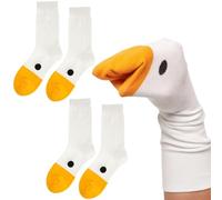 2 Pairs Unisex Goose Socks, Funny Novelty Animal Socks White Goose Head Design Socks Cute Cotton Gifts for Women Men Boys Girls Costume Party