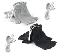 2 Pairs USB Heated Gloves for Men and Women, USB 2.0 Powered Stripes Heating Pattern Knitting Wool Heating Mittens Hands Warmer Fingerless Washable Design Winter Gift (Black & Gray)