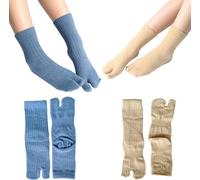 2 Pairs Warm Winter Tabi Socks | Elastic Split Two Toe Design for Flip Flops | Cozy Cotton Plush Ankle Socks for Men Women Unisex | Japanese V Socks (One Size,#1)