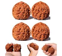 2 Pairs Wenwan Walnuts Hand Massage Balls | Set of 4 Natural Chinese Walnut Fidgets for Stress Relief | 1.8" Reflexology Therapy Grip Balls for Hand Health, Circulation & Gifting