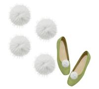 2 Pairs White Pom Poms Shoe Clips Fairy Costume Shoe Clips Plush Shoe Charms Clips Removable Furry Decorative Craft Shoe Clips Detachable Mink Fur Shoe Accessories for Halloween Christmas Cosplay