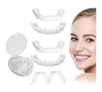 2 Pairs Whitening Teeth Straightening Kit False Teeth Veneers, Fake Teeth Braces Upper and Lower Jaw, Silicone Dentures for Men and Women Instant Confident Smile