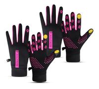2 Pairs Winter Thin Thermal Gloves Waterproof Finger Touch Screen Non-Slip Cold Resistant Gloves Windproof Warm Winter Running Gloves for Womens Outdoor Sports,Cycling,Driving,Hiking (2 Black)