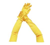 2 Pairs Women Satin Smooth Evening Dress Etiquette Long Gloves Retro Style Banquet Accessories Dinner Party Stage Show For Prom Opera(Yellow)