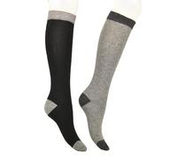 (2 Pairs) Women's Socks High Quality Wool Cashmere Yarn Solid Colour with Coloured Toe and Heel - 100% Made in (Brescia) Italy, A1, One Size