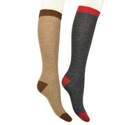 (2 Pairs) Women's Socks High Quality Wool Cashmere Yarn Solid Colour with Coloured Toe and Heel - 100% Made in (Brescia) Italy, A3, One Size