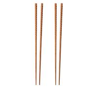 2 Pairs Wooden Cooking Chopsticks Extra Long Kitchen Frying Chopstick Reusable for Frying in Hot Pot Cooking Noodles(Size:33cm)