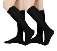2 Pairs Zipper Compression Socks Women and Men, Closed Toe Compression Stocking, 15-20 mmHg Knee high compression socks for Edema, Varicose Veins, Swollen Sore, Black, Large/X-Large(2 Pairs)