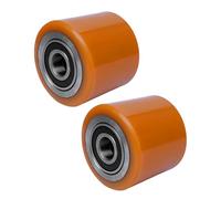 2× Pallet Truck Rollers Load Roller Diameter 80mm lorklift truck wheel Forklift wheels double Ball Bearings PU Heavy duty Wheels For 2-3 tons forklifts for Pallet Jack skid 80×70mm
