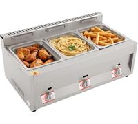 2-pan Commercial Food Warmer, 2 X 6l Propane/ng Gas Fryer Catering Food Warmer Steam Table Stainless Steel Countertop Food Warmers For Parties Catering Restaurants Buffet (2-pan) Silver