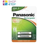 2 Panasonic AAA Rechargeable Ready-To-Use Batteries 750mAh NiMH 1.2V 2Pcs