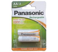 2 Panasonic Rechargeable AA Ready To Use Batteries 1000mAh NiMH 1.2V 2Pack NEW