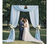 2 Panel Baby Blue Wedding Arch Draping Fabric, 29" X 20FT Sheer Fabric for Draping, Draping for Ceremony Decor, Baby Blue Chiffon Drapes for Wedding Arch Decor